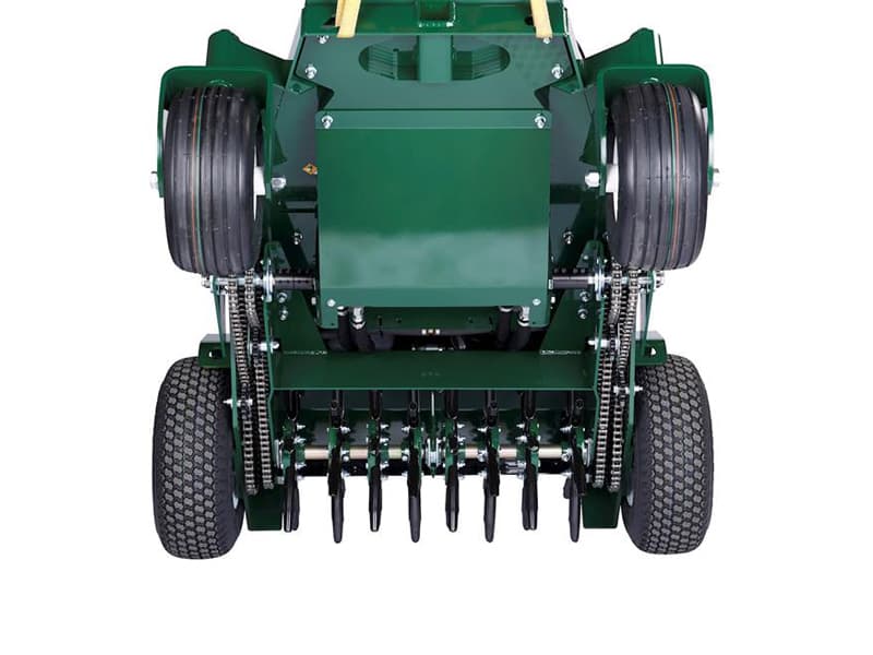 Patent-pending design with protected chains outside aeration area for hassle-free aeration